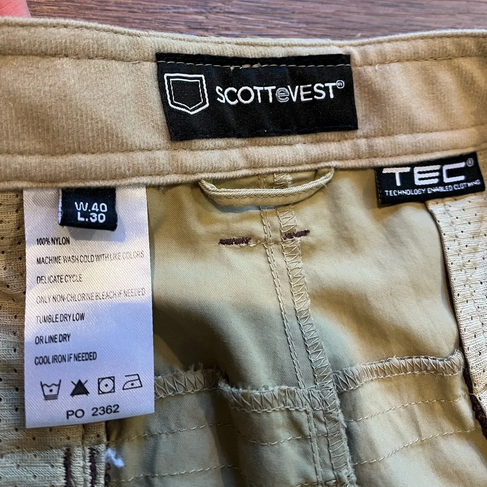 SCOTTeVEST TEC Zip Off Convertible Pants Travel Hiking Outdoors Tan Men'… - Picture 2 of 13